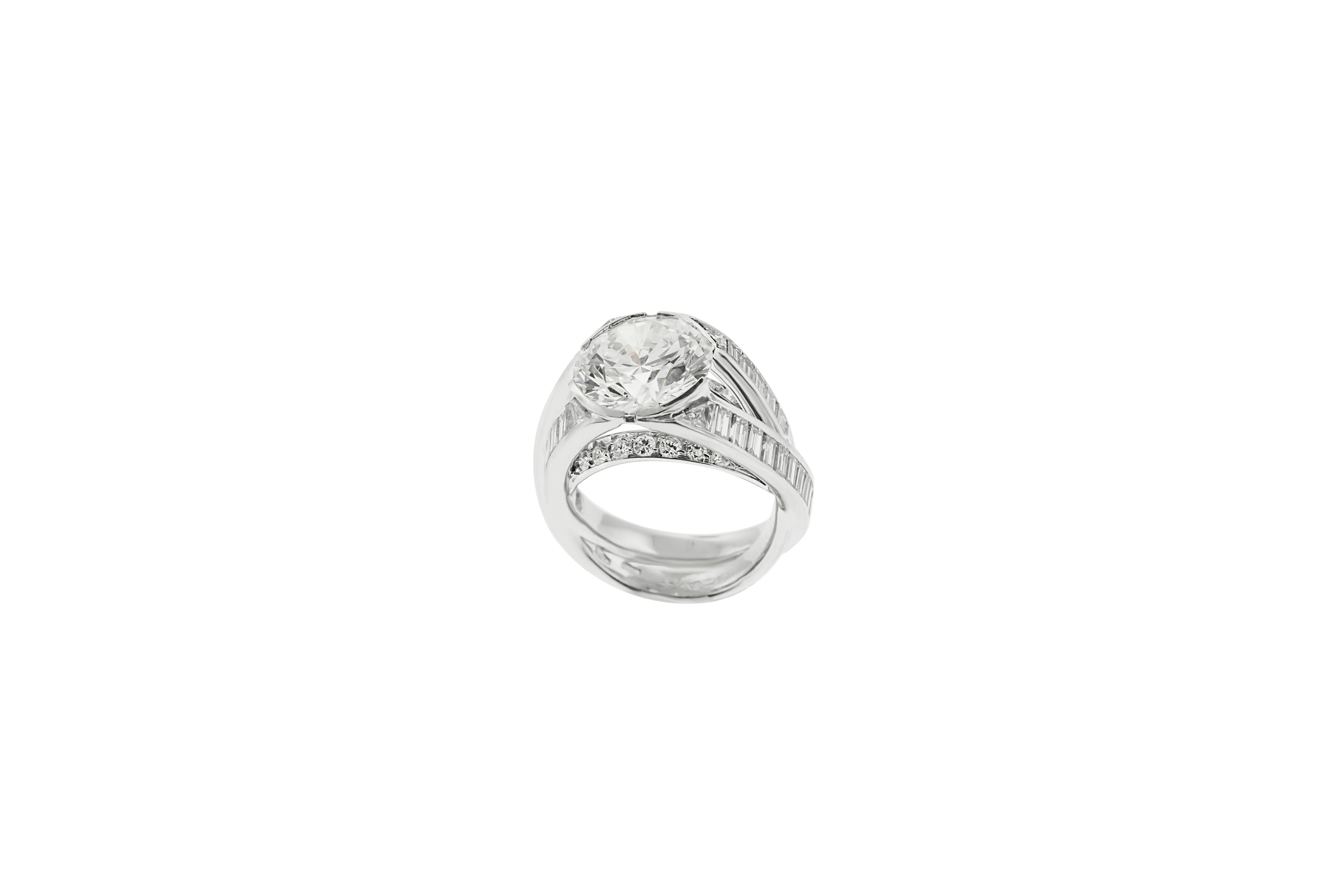 Modern 5.07 Carat GIA Certified Round Brilliant Diamond Engagement Ring