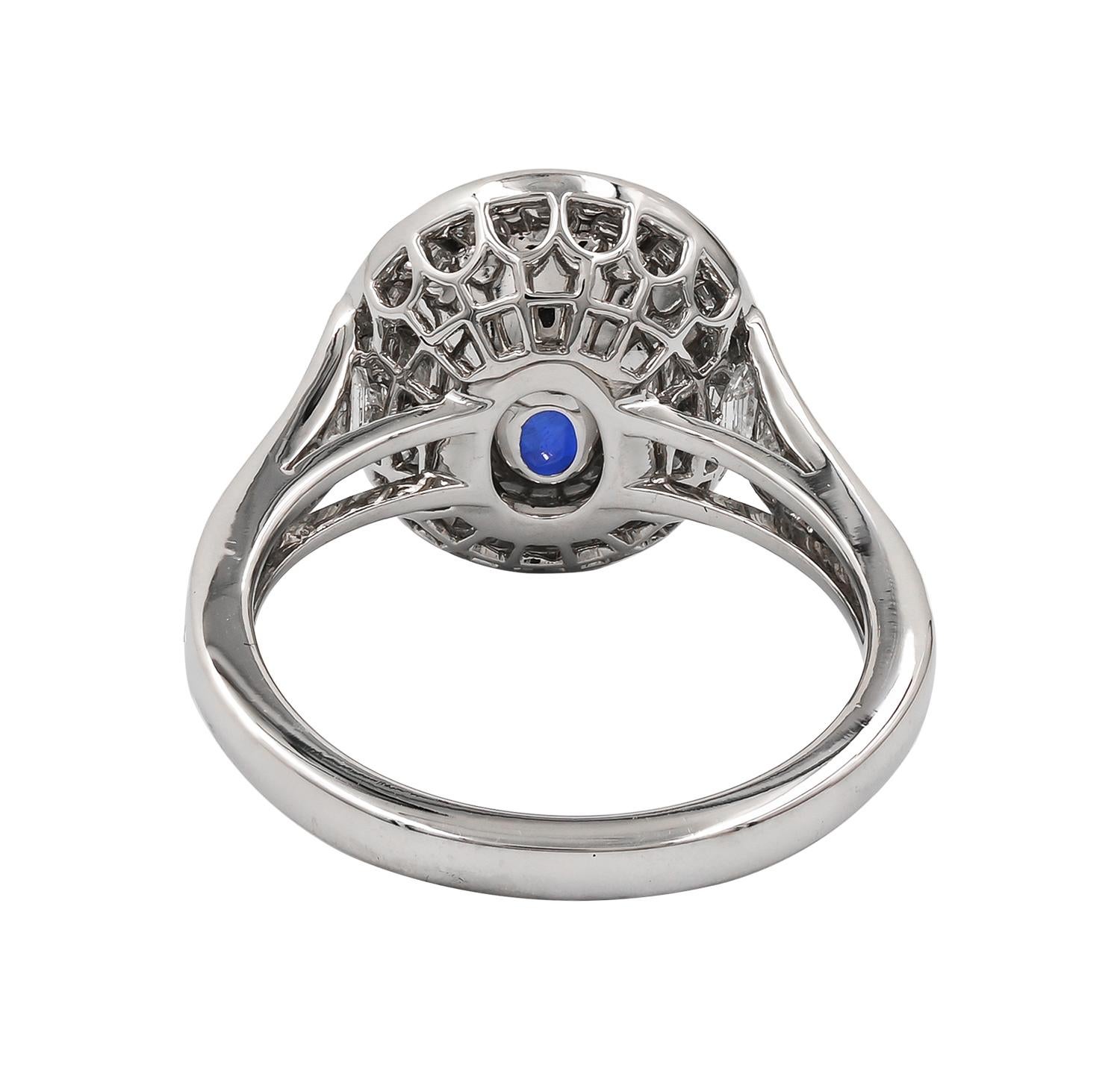 Oval Cut Sophia D. 5.07 Carat Blue Sapphire Platinum Ring For Sale