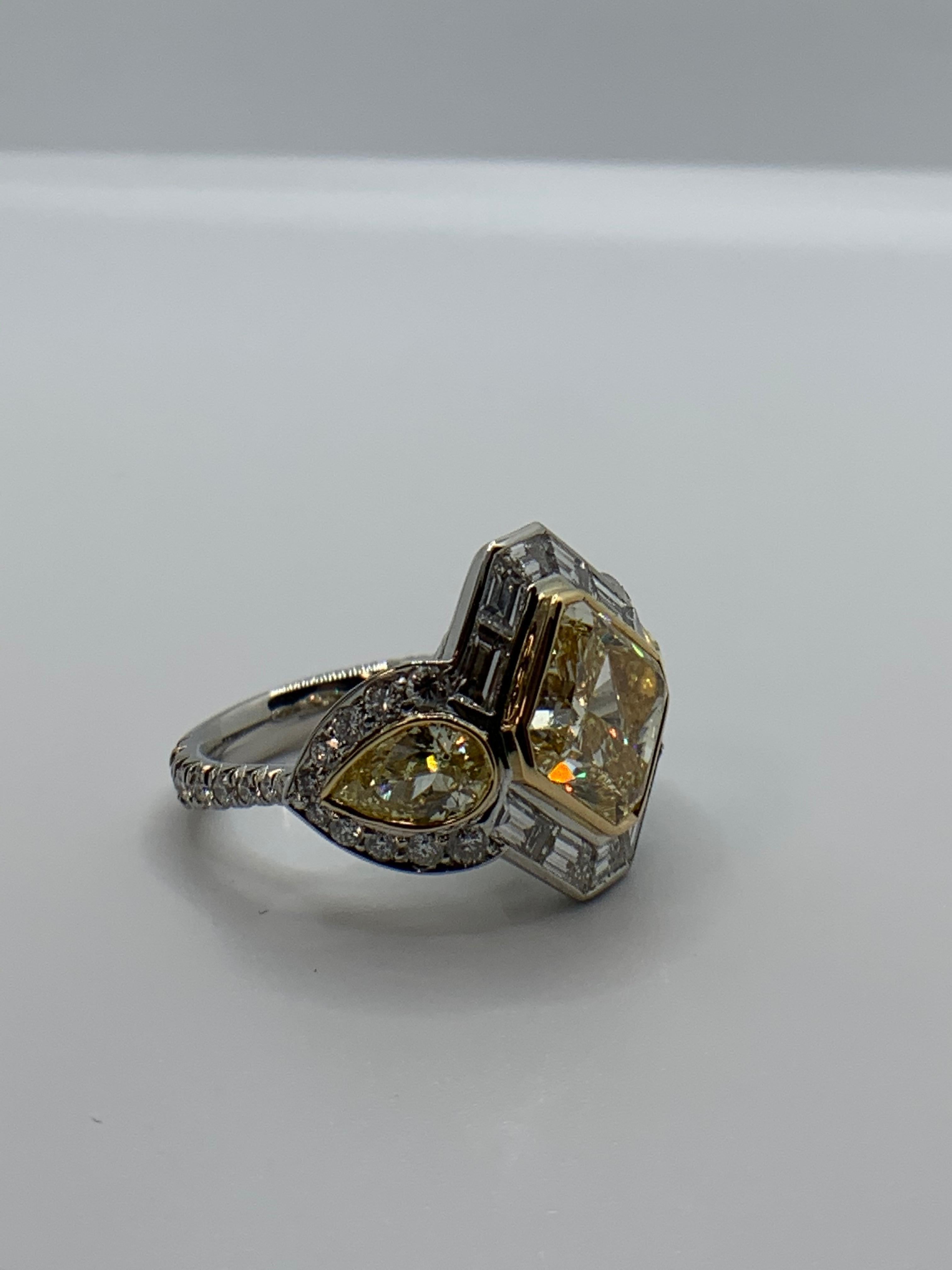 Women's 5.07 Carat Yellow Diamond and White Diamond Ring