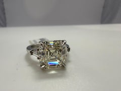 5.07 carats Asscher cut engagement ring platinum
