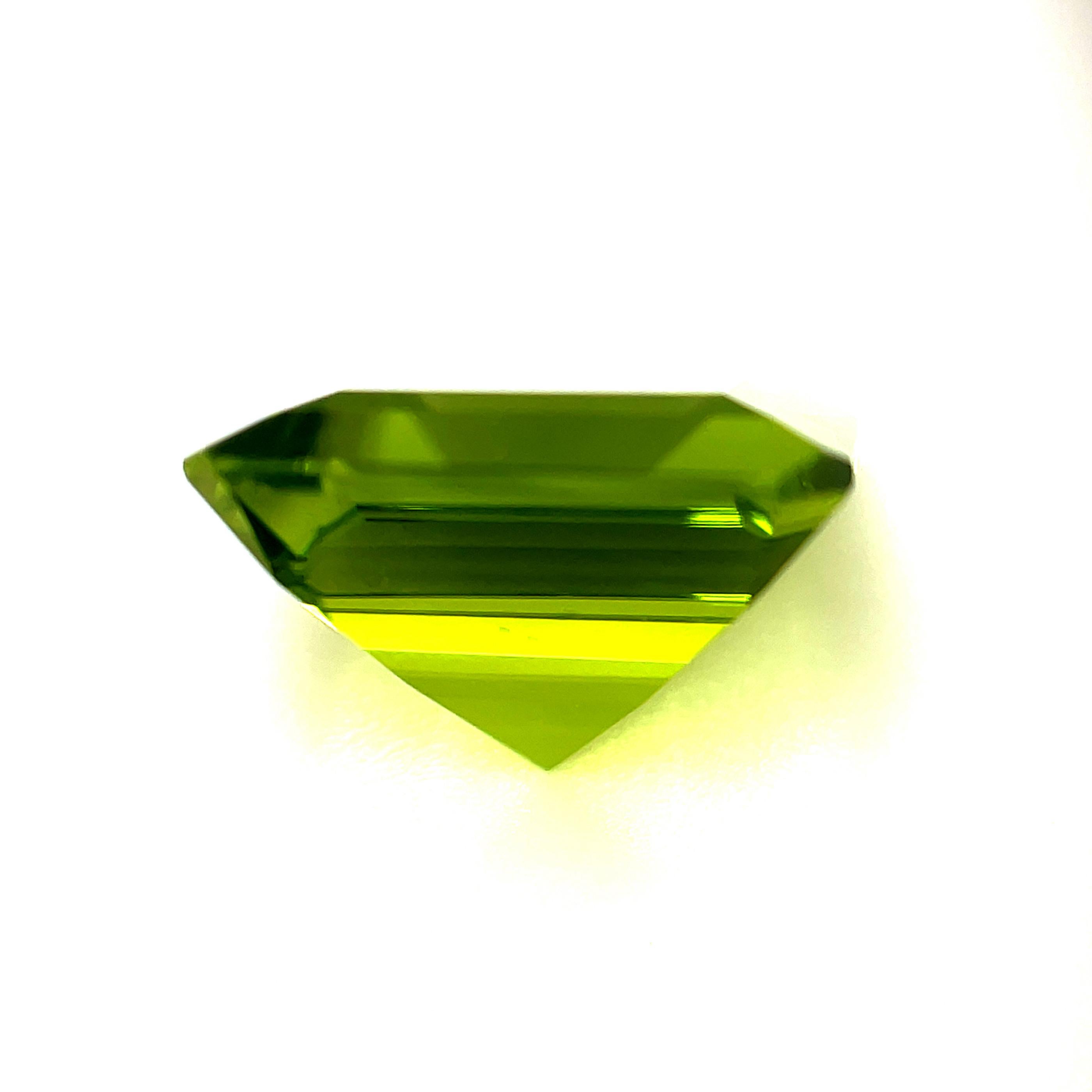 Square Cut 5.07 Carat Apple Green Square Peridot, Unset Loose Gemstone