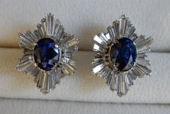 Orecchini con zaffiro blu da 5,07 carati - Diamante 18 carati - Stupefacenti