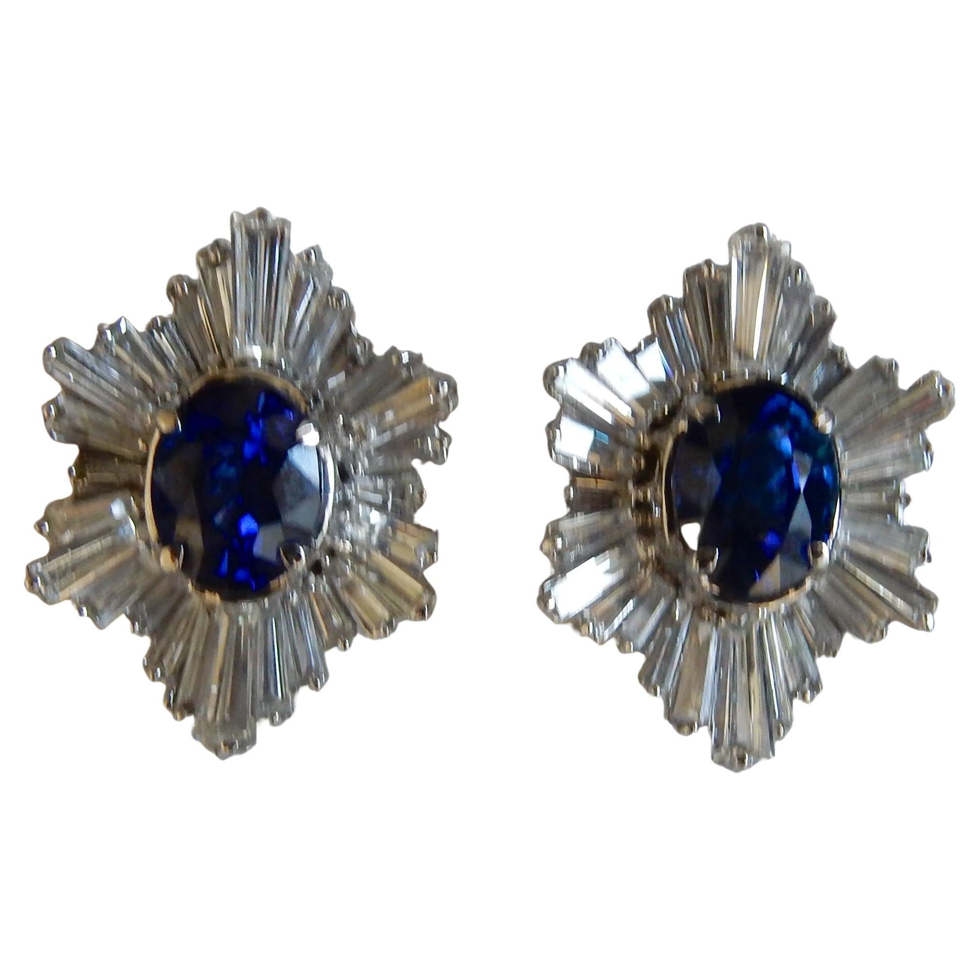 5,07ct Blauer Saphir Ohrringe - Diamant 18k - Atemberaubend im Angebot