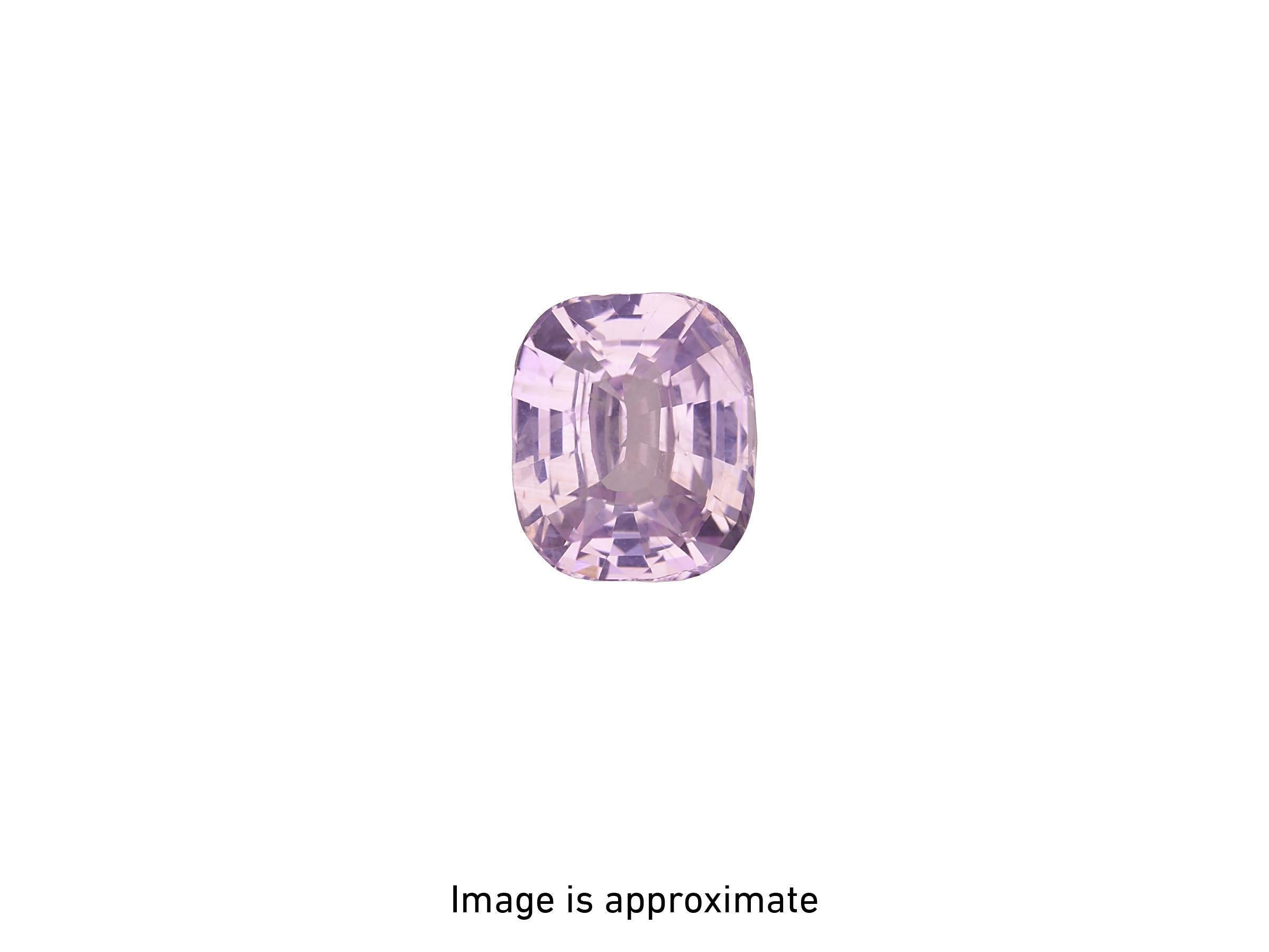 Cushion Cut 5.07ct untreated lavender Sapphire and Paraiba-type tourmaline ring. For Sale
