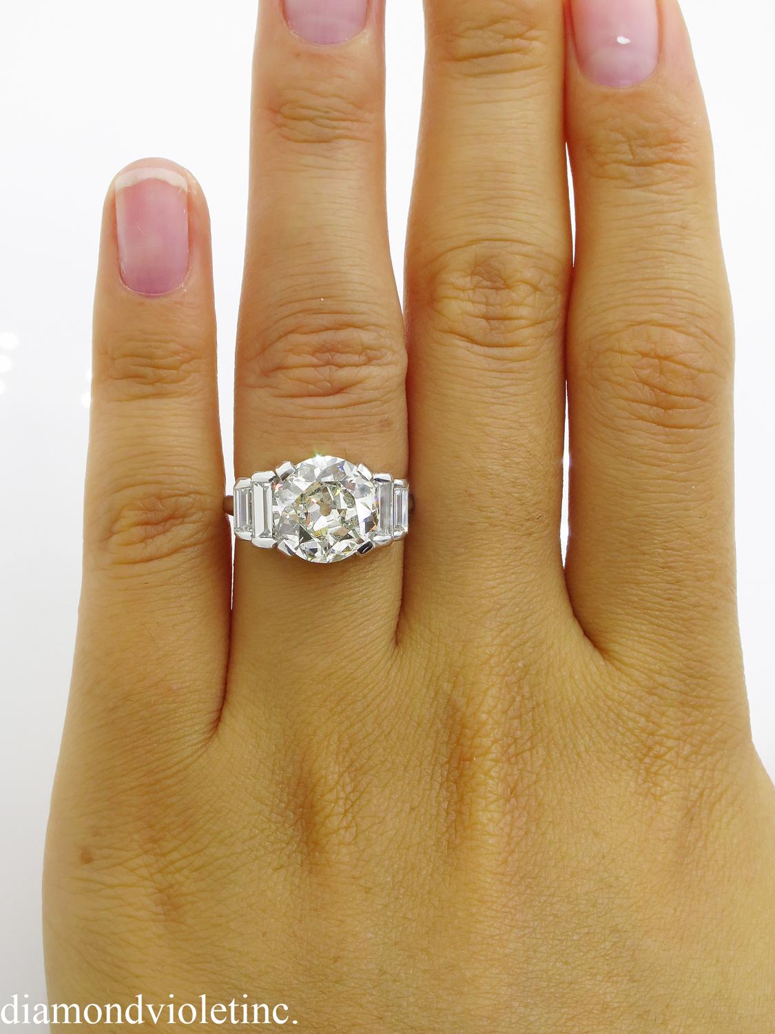 5.07ct Vintage Old European Diamond Engagement Wedding White Gold Ring EGL USA 6