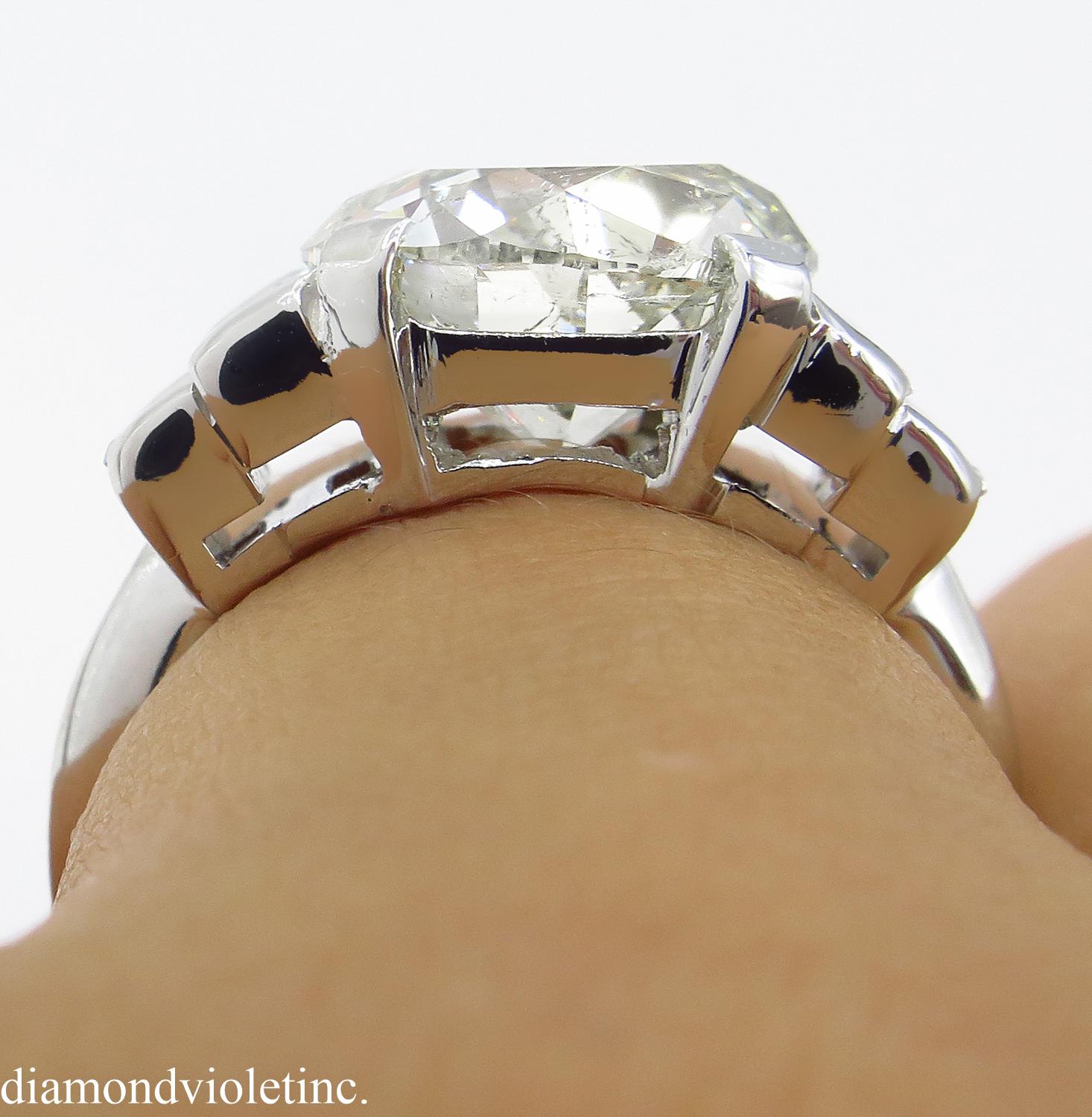 5.07ct Vintage Old European Diamond Engagement Wedding White Gold Ring EGL USA 8