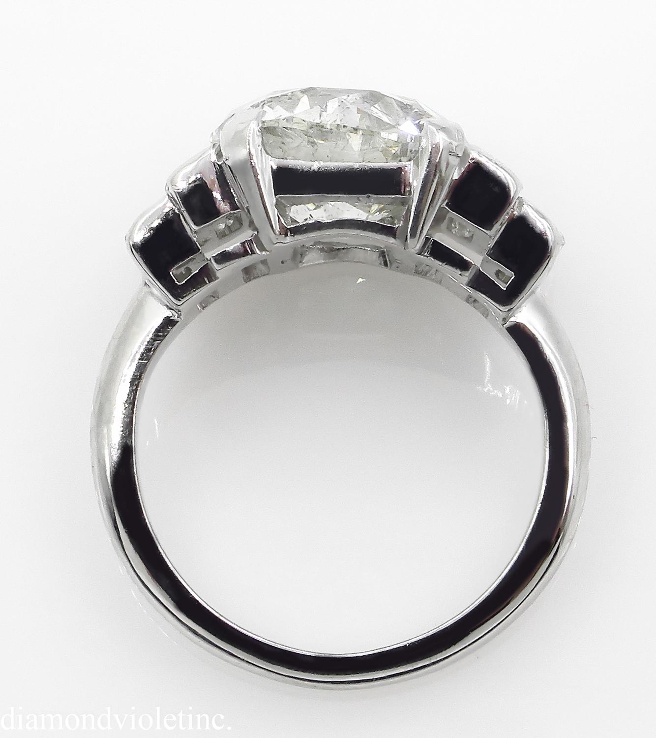 5.07ct Vintage Old European Diamond Engagement Wedding White Gold Ring EGL USA In Good Condition In New York, NY