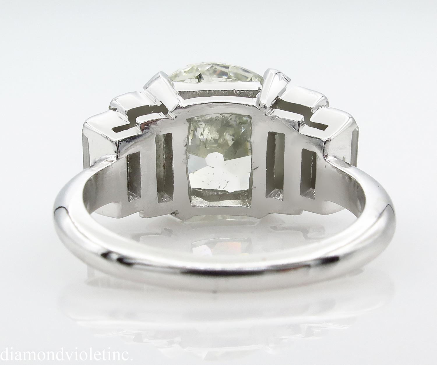 Women's 5.07ct Vintage Old European Diamond Engagement Wedding White Gold Ring EGL USA