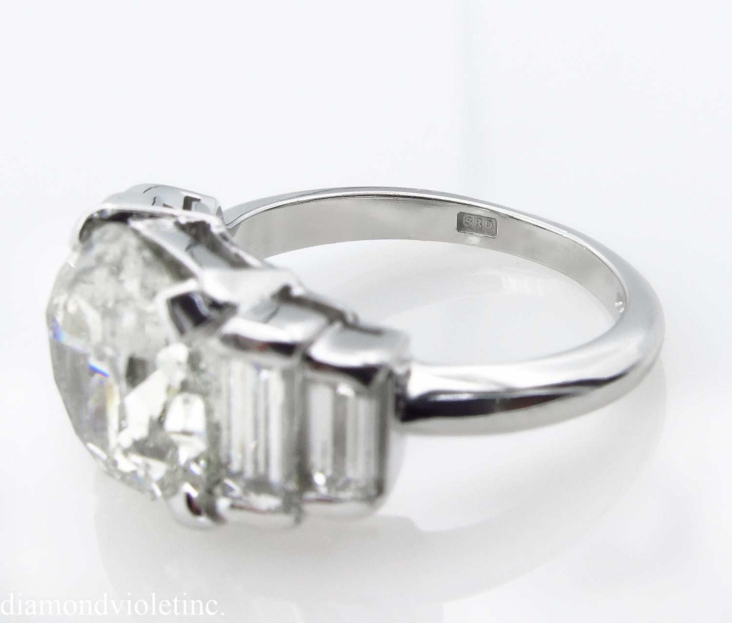 5.07ct Vintage Old European Diamond Engagement Wedding White Gold Ring EGL USA 1