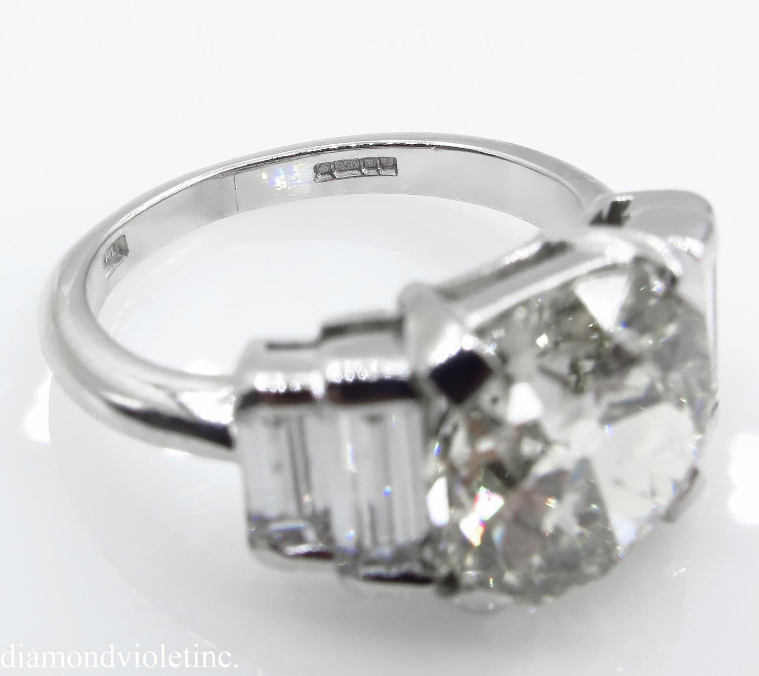 5.07ct Vintage Old European Diamond Engagement Wedding White Gold Ring EGL USA 2