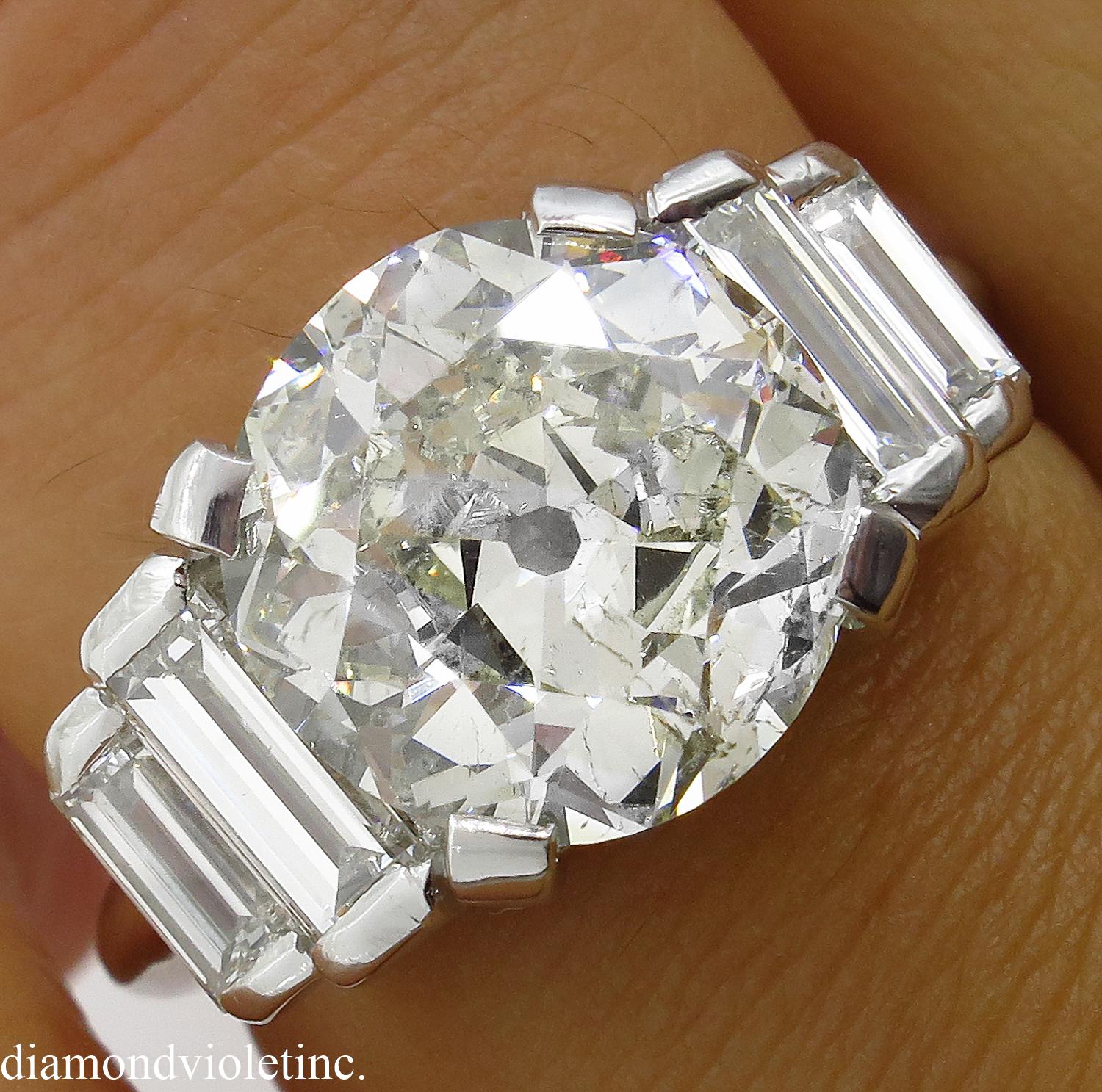 5.07ct Vintage Old European Diamond Engagement Wedding White Gold Ring EGL USA 3