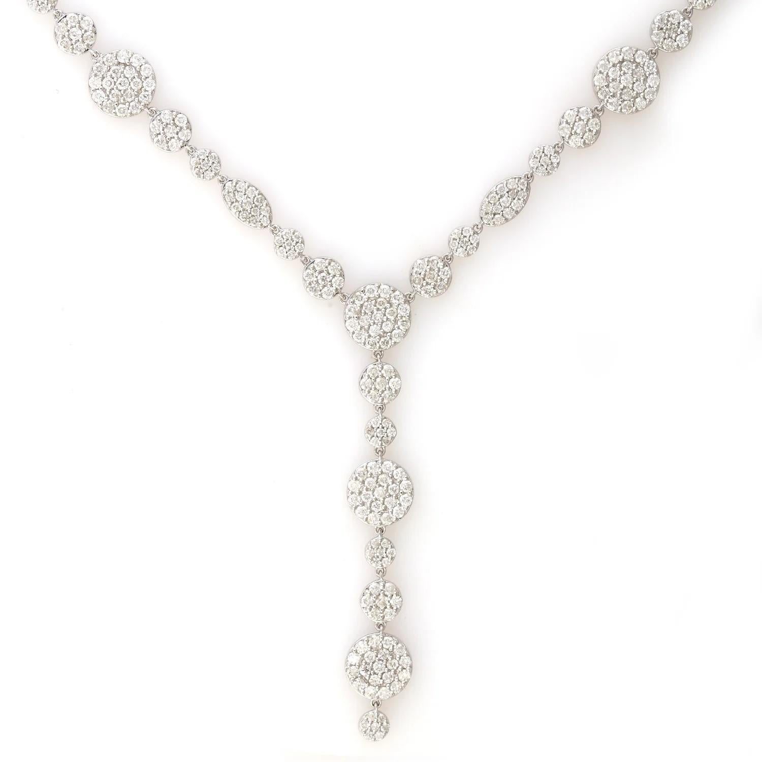 Modern Meghna Jewels 5.08 Carat 14 Karat White Gold Diamond Necklace For Sale