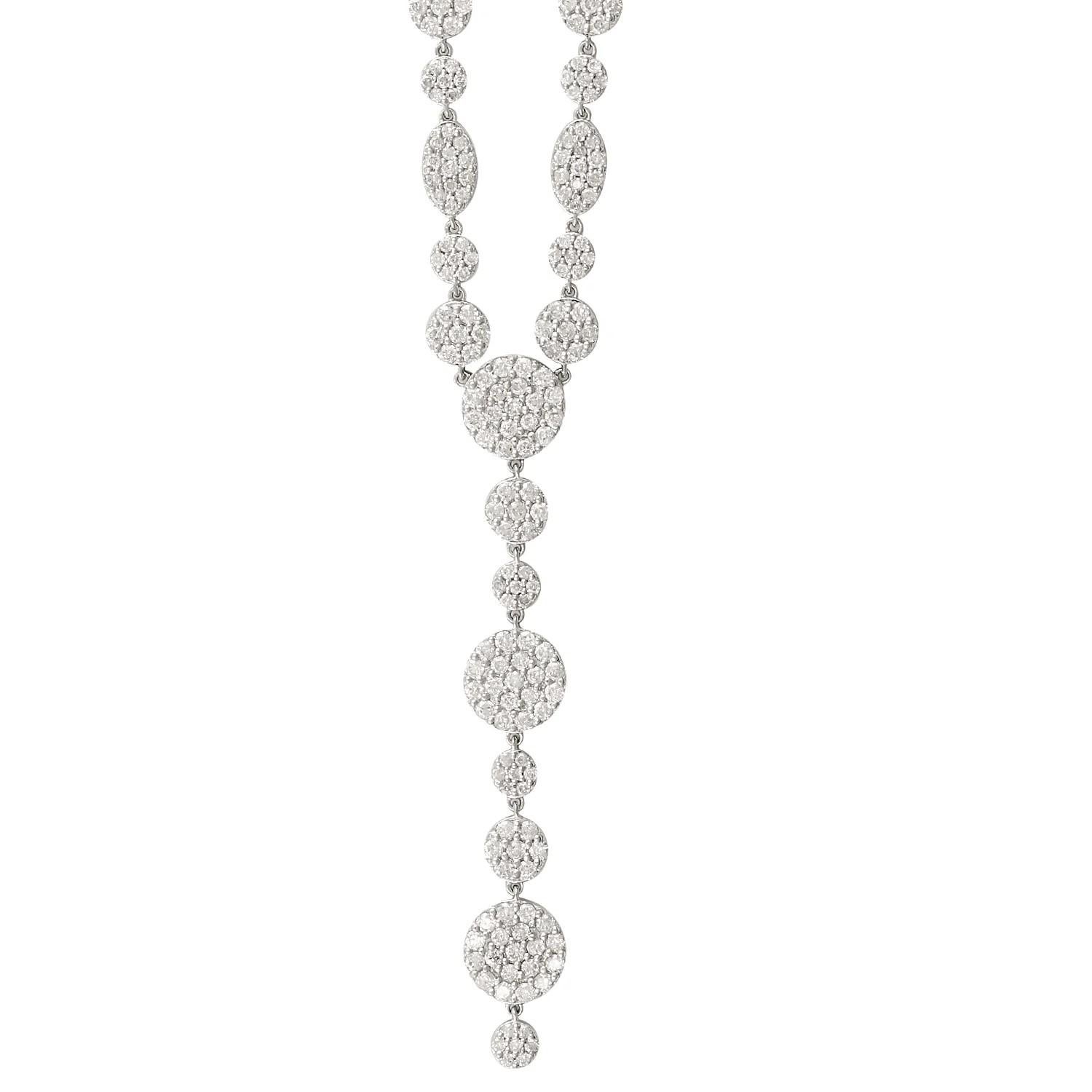 Mixed Cut Meghna Jewels 5.08 Carat 14 Karat White Gold Diamond Necklace For Sale