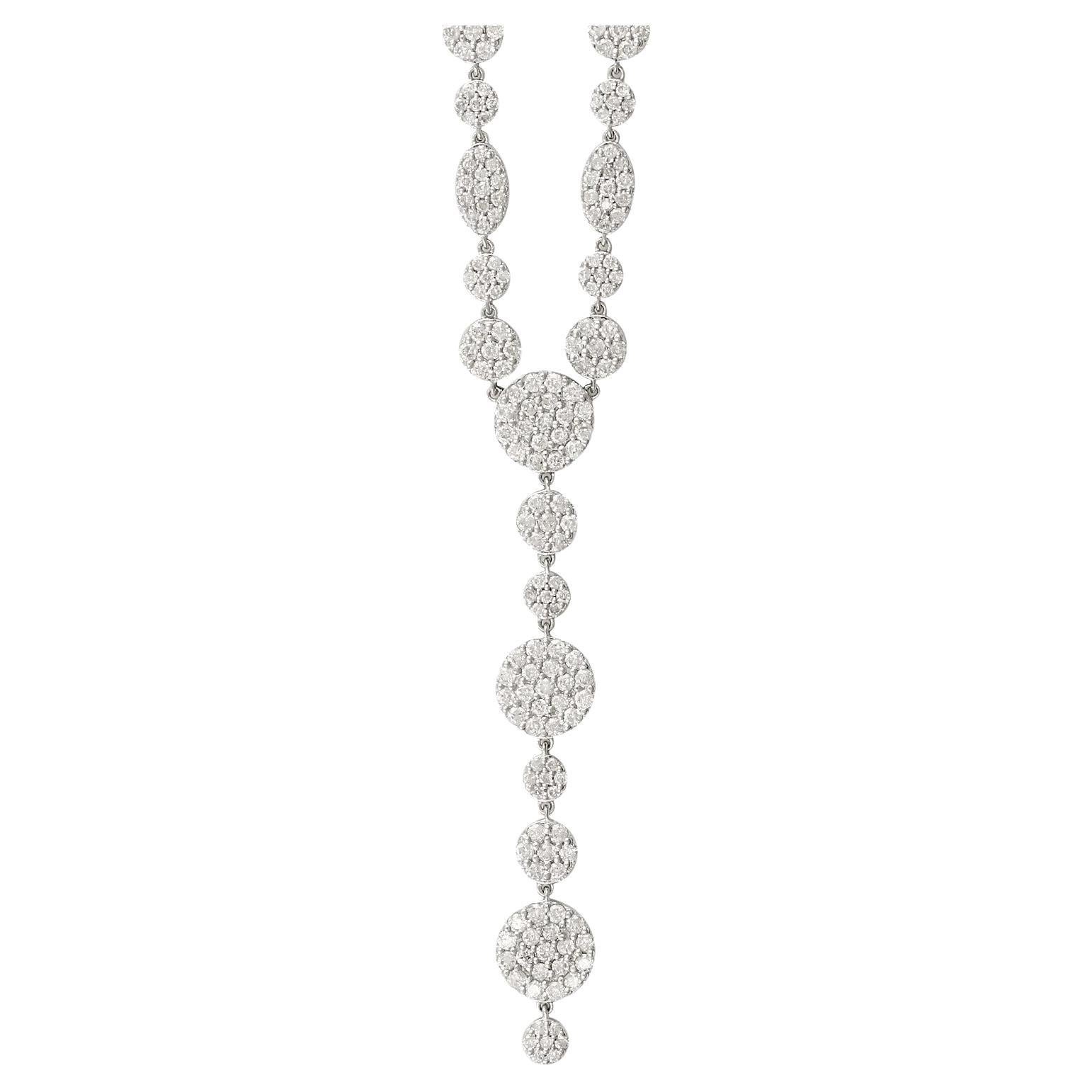 Meghna Jewels 5.08 Carat 14 Karat White Gold Diamond Necklace For Sale