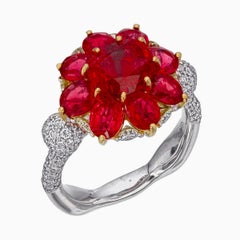 5.08 Carat Burma Ruby No Heat and Diamond Ring in 18 Karat White Gold