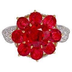 5.08 Carat Burma Ruby No Heat and Diamond Ring in 18 Karat White Gold
