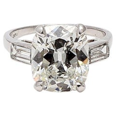 5.08 Carat Cushion Modified Brilliant Cut H VS1 Diamond Platinum Engagement Ring