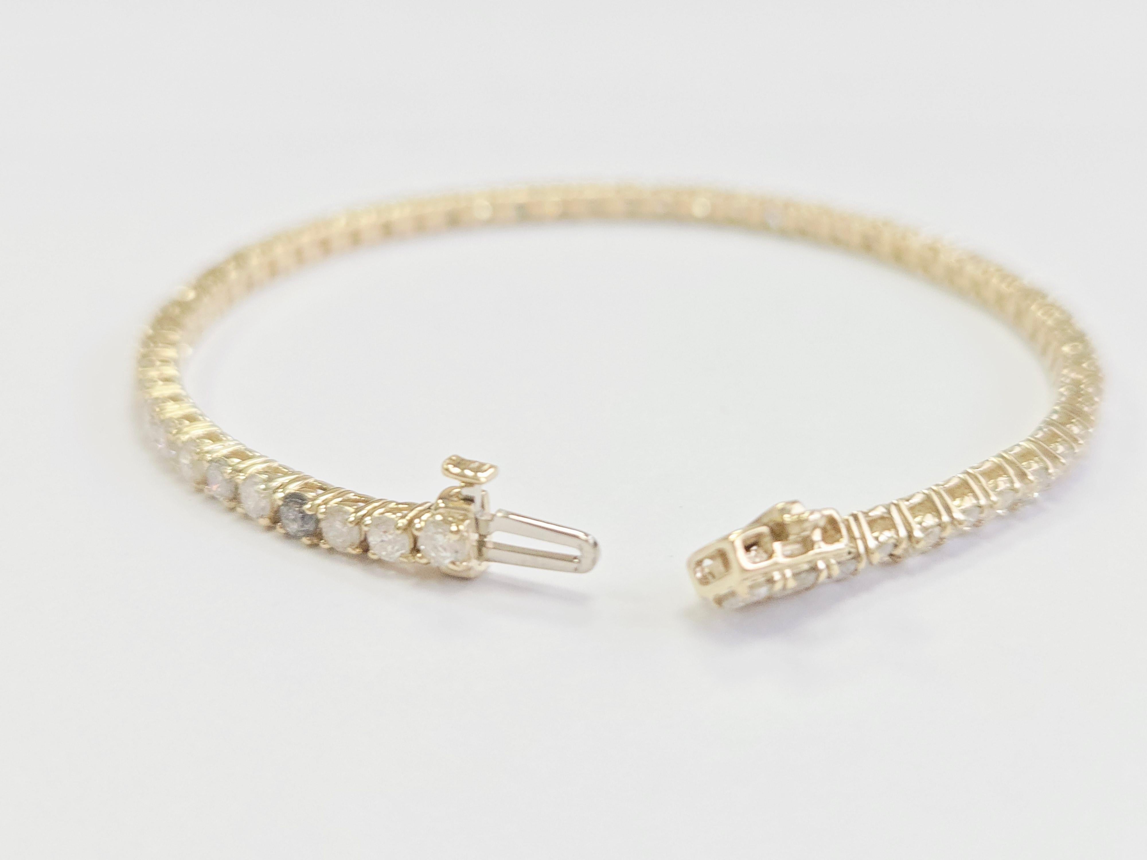 Brilliant Cut 5.08 Carat Natural Diamond Tennis Bracelet 14 Karat Yellow Gold
