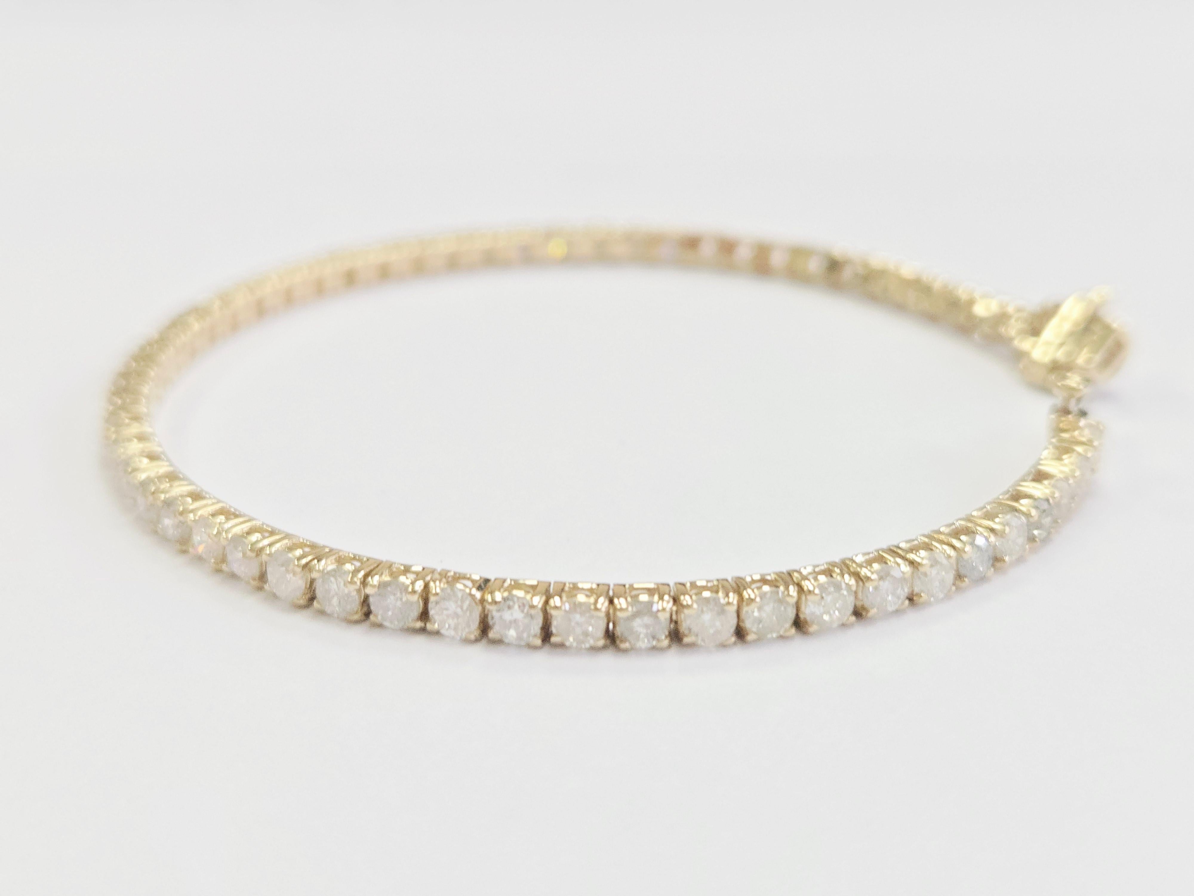 5.08 Carat Natural Diamond Tennis Bracelet 14 Karat Yellow Gold In New Condition In Great Neck Plaza, NY
