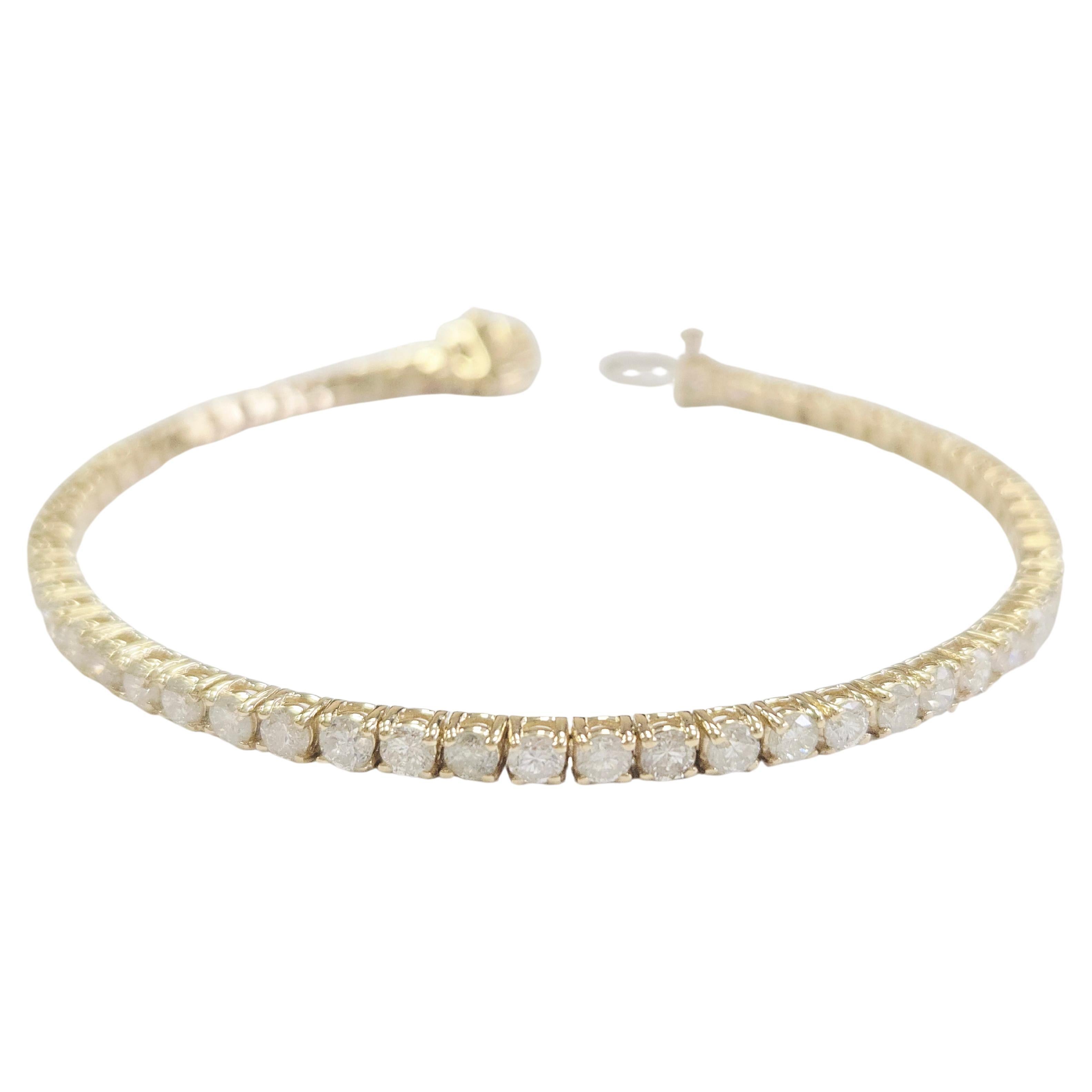 Bracciale tennis con diamanti naturali da 5,08 carati in oro giallo 14 carati