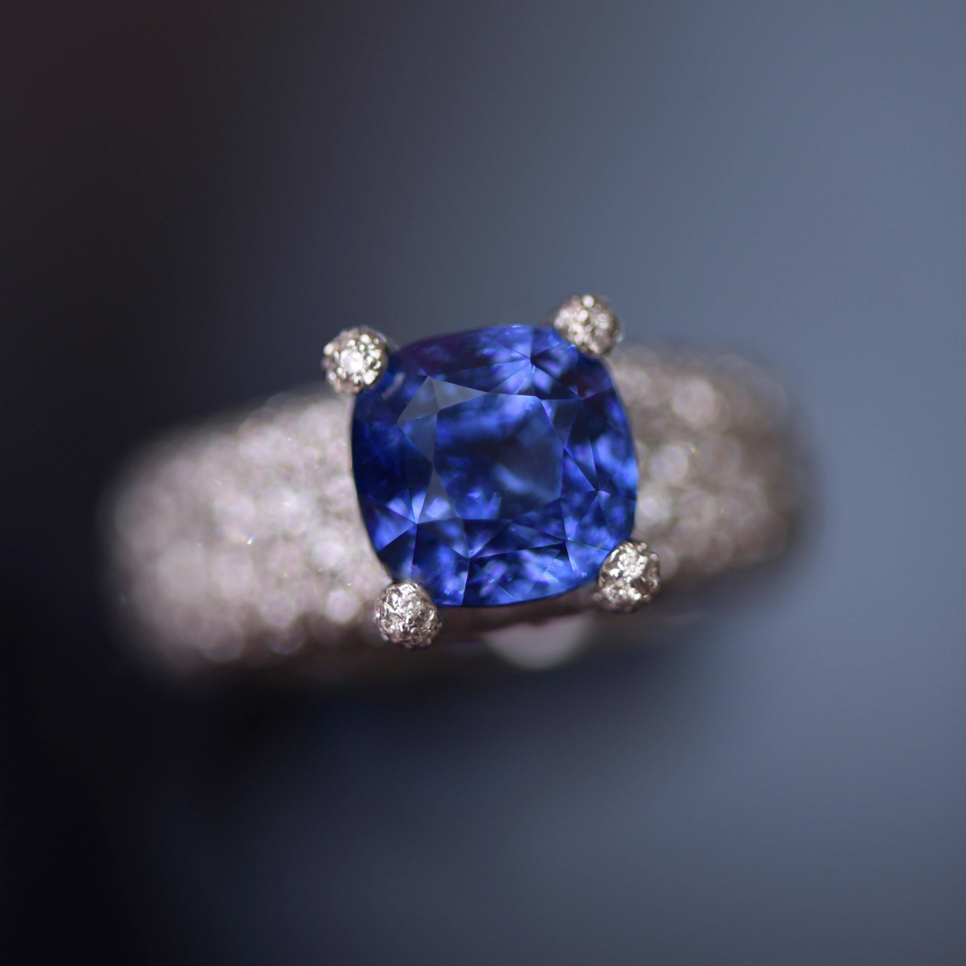 One of a kind ring with beautiful blue sapphire from limited High Jewellery Glam Collection by D&A. 
Cocktail ring in our opinion should be attractive and give you confidence that you are a star.
In this ring you could feel that you are a queen.