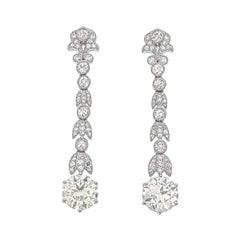 5.08 Carat Old Cut Diamond Dangling Earrings