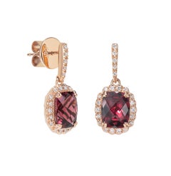 Sunita Nahata Rhodolite 5.08ct. Drop Earring in 18KRG with Diamond