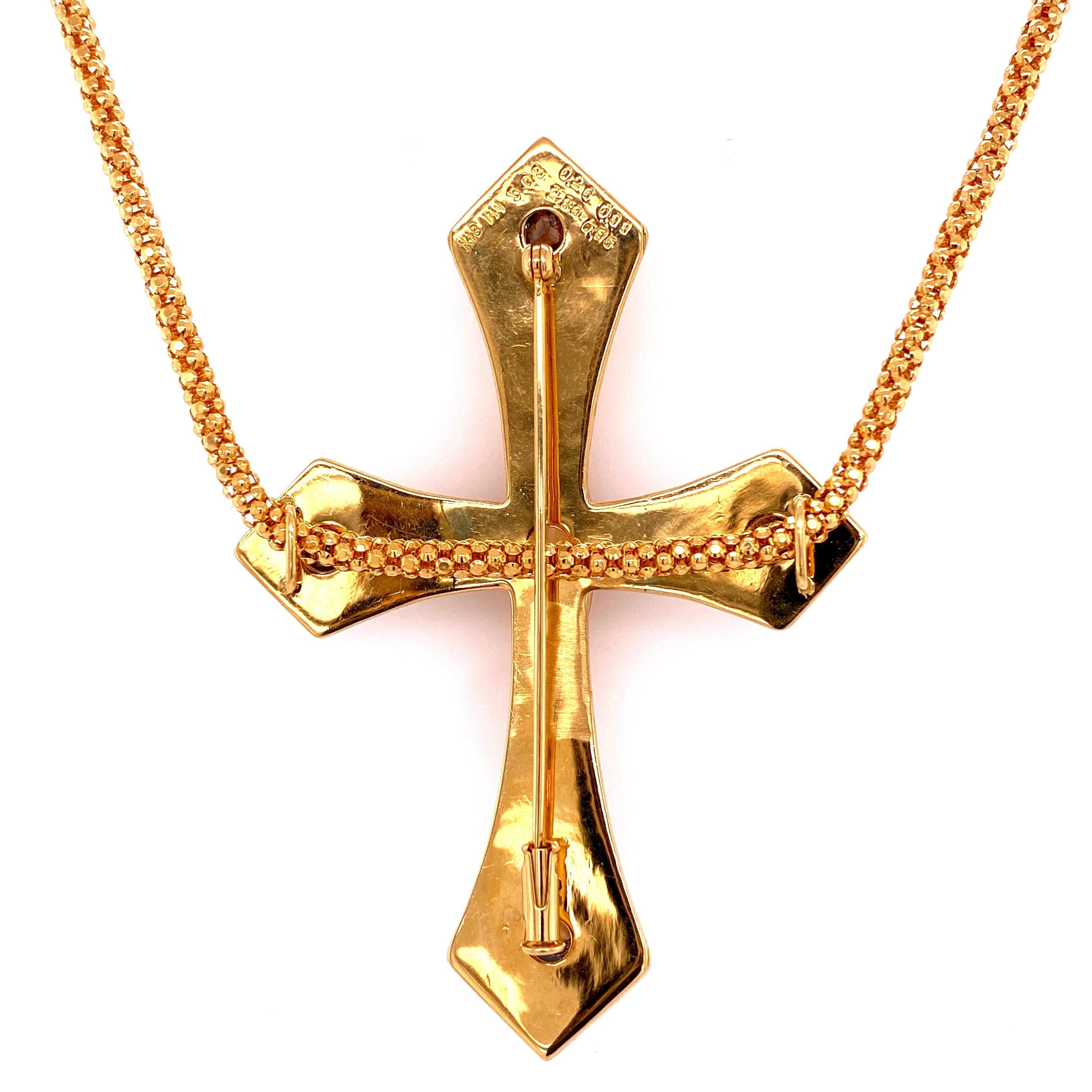 5,08 Karat Topas, Diamant und Edelstein Gold Kreuz Halskette Estate Fine Jewelry im Zustand „Hervorragend“ im Angebot in Montreal, QC