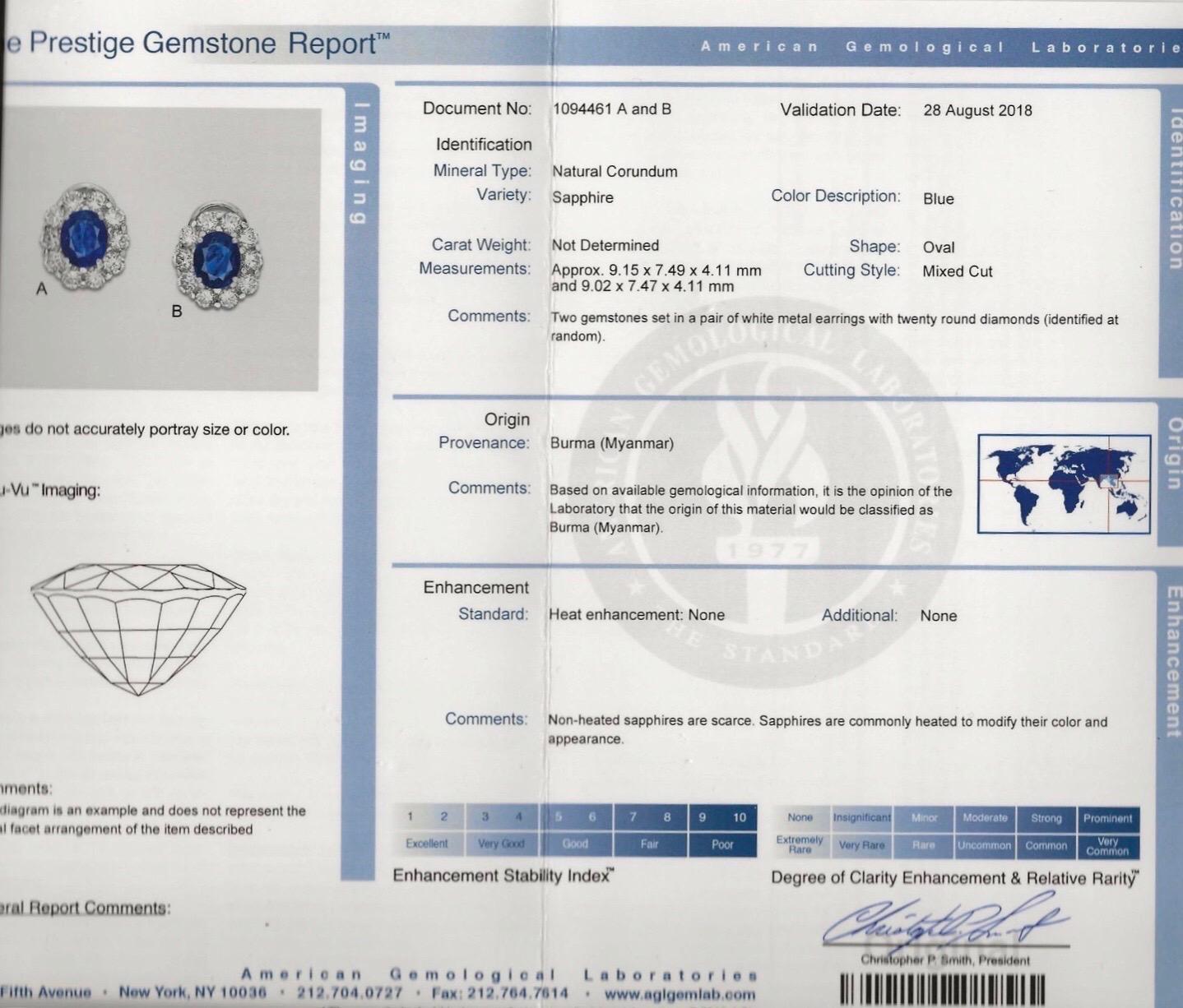Modern 5.08 Carat of Non Heated Burma Sapphires with 4 Carat Oval Diamond Halo Earrings For Sale