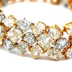 50.82 Carat Mix Cut VS-SI Diamond 18K Two Tone Gold/Platinum Tennis Bracelet