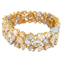 Pulsera de tenis de oro/platino de 18 quilates y dos tonos con diamantes VS-SI de corte mixto de 50,82 quilates