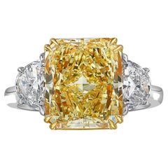 5 Carat Fancy Yellow Radiant VVS2 GIA Ring