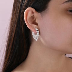 5.08ct Natural Diamond Cluster Leaf 18k White Gold Hoop Earrings