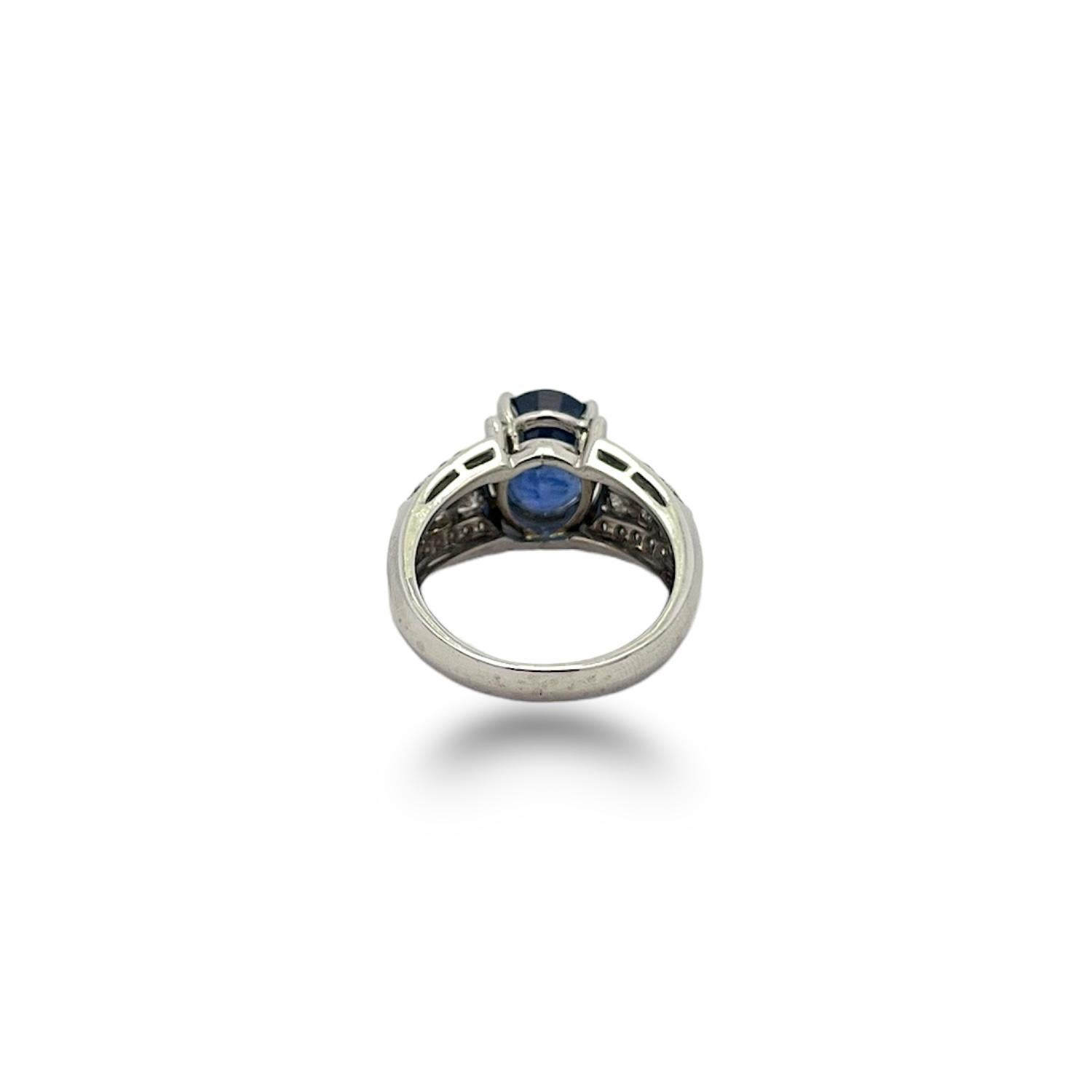 5.08ct Oval Sapphire Ring with 1.00ctw Round Brilliant and Princess Cut Diamonds For Sale 1