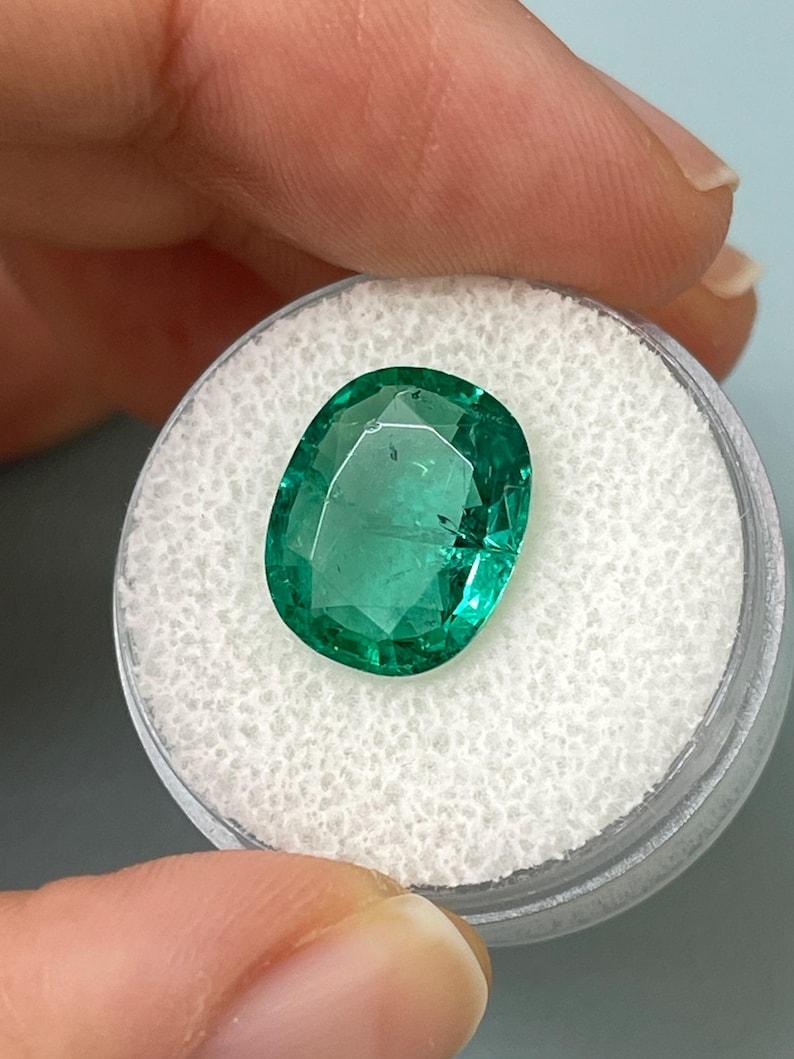 Cushion Cut 5.09 Carat Bubbly Hybrid Cut Zambian Emerald - Cushion Oval Cut Genuine Gem For Sale