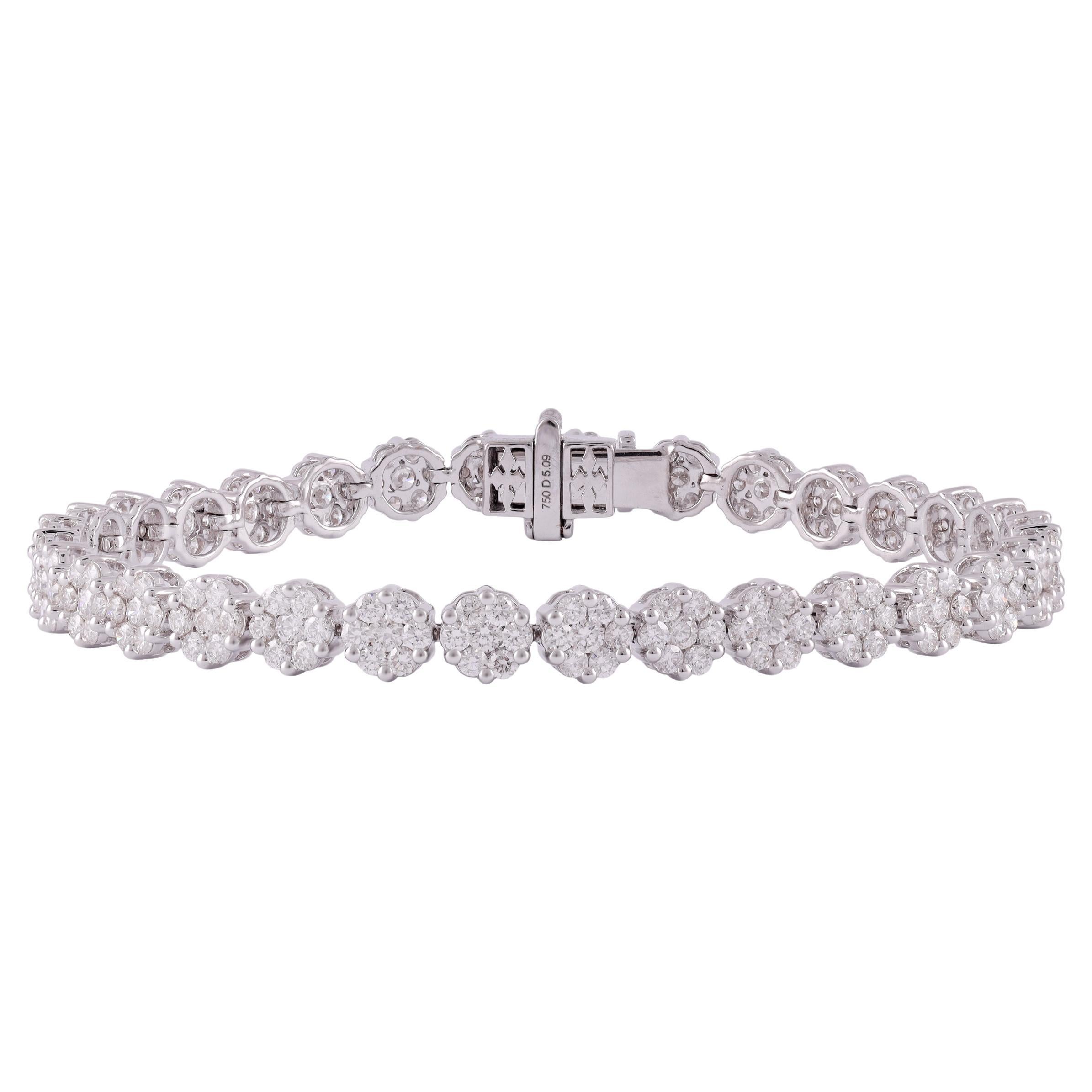 Bracelet clouté en or blanc 18 carats et diamants de 5,09 carats en vente