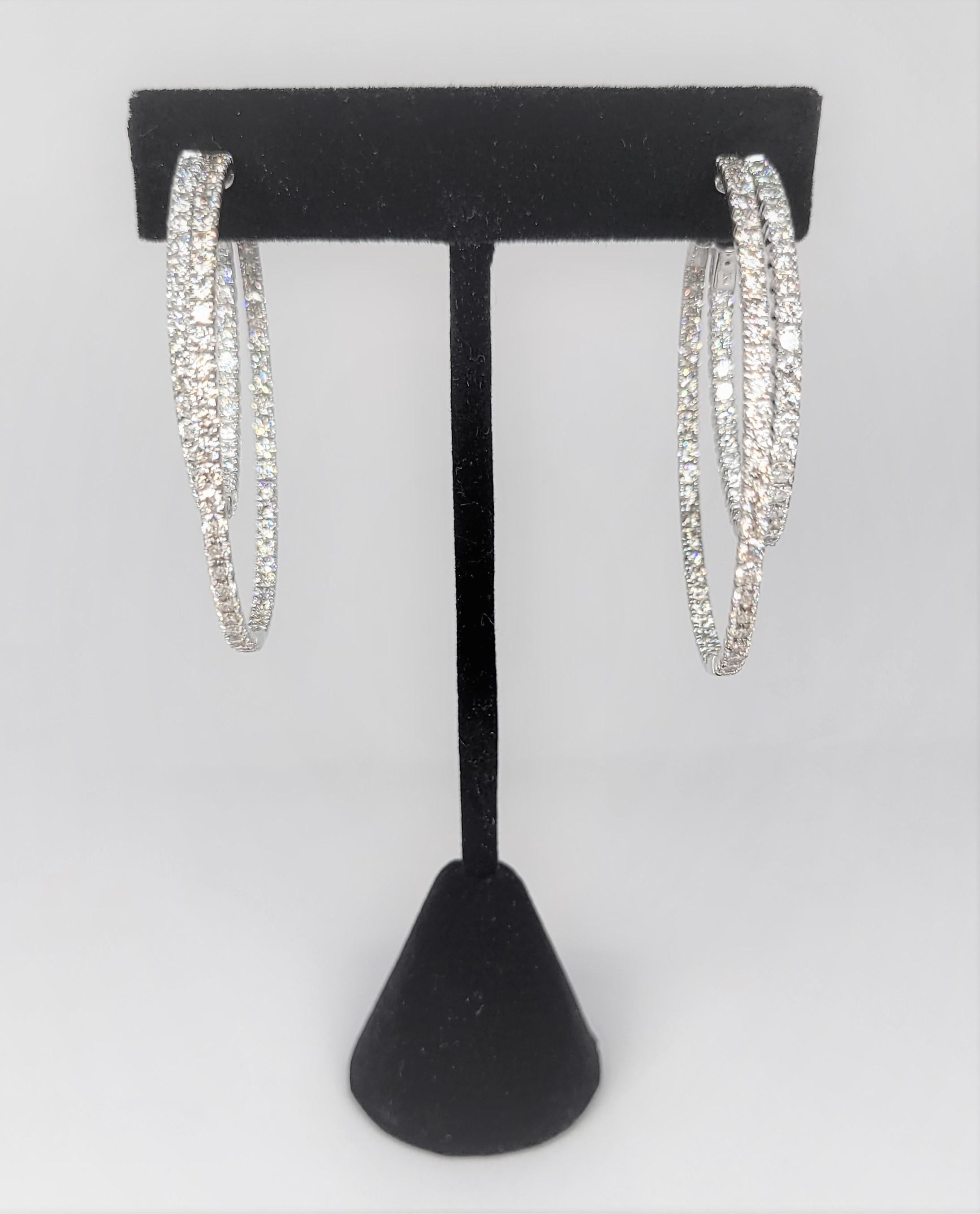 Modern 5.09 Carat Diamond in and Out Double Hoop Earrings