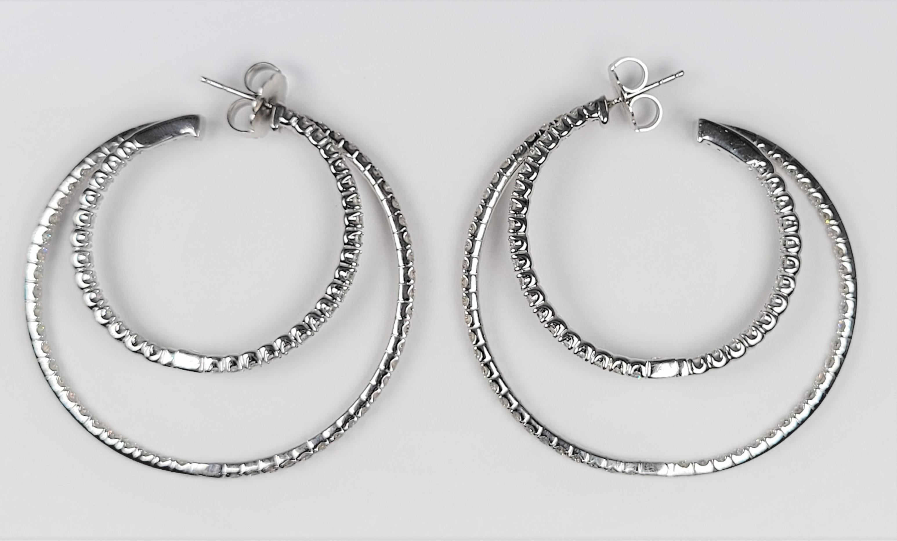 5.09 Carat Diamond in and Out Double Hoop Earrings 1