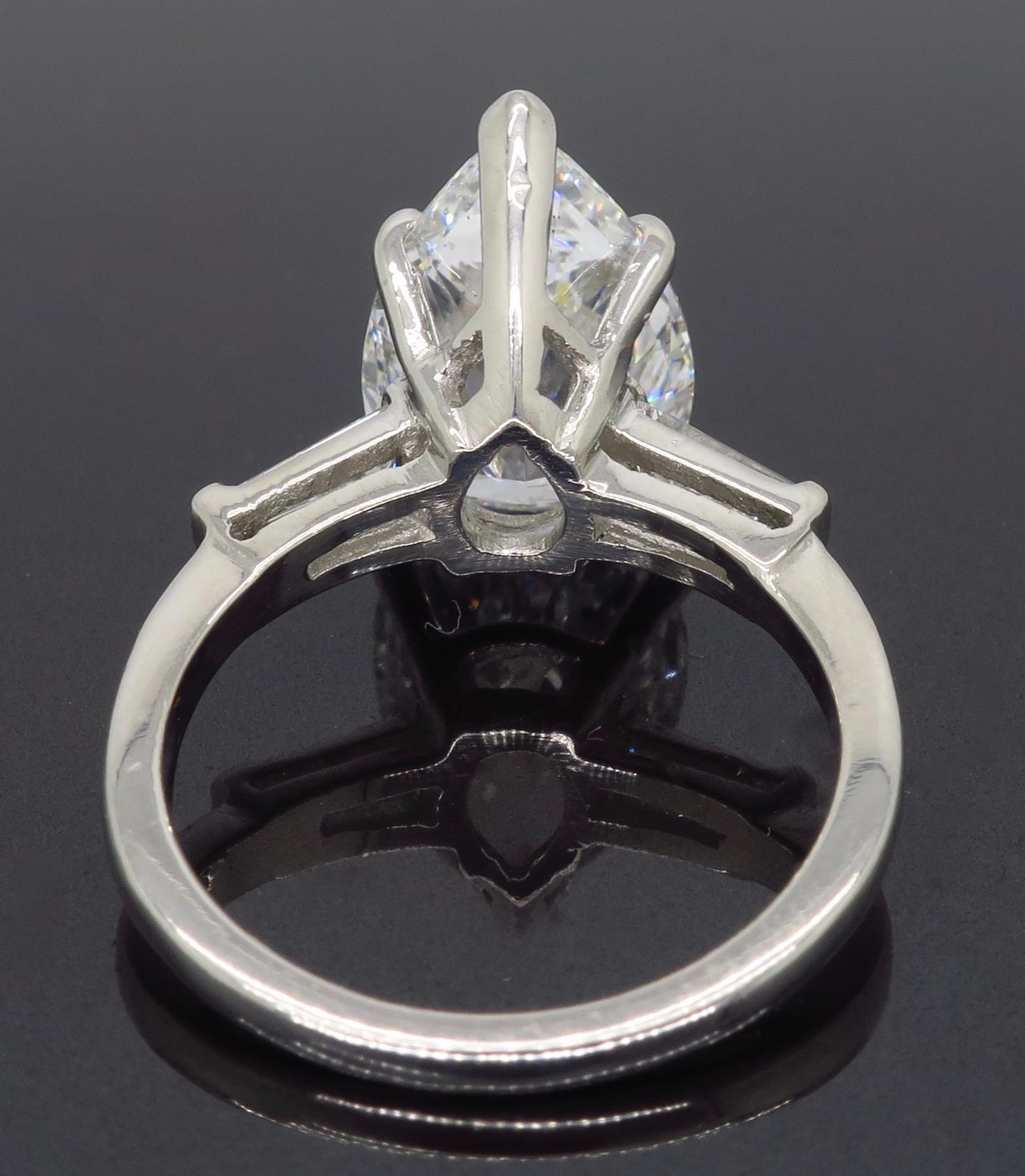 Women's or Men's GIA Certified 4.83 Carat Pear Shaped Diamond Engagement Ring in Platinum