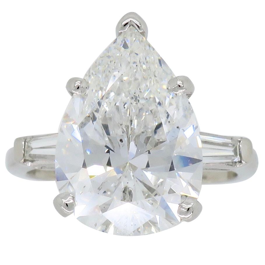 GIA Certified 4.83 Carat Pear Shaped Diamond Engagement Ring in Platinum