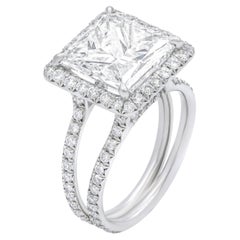 5.09 Carat Princess Diamond Ring 18K Gold Refined Grandeur Heirloom