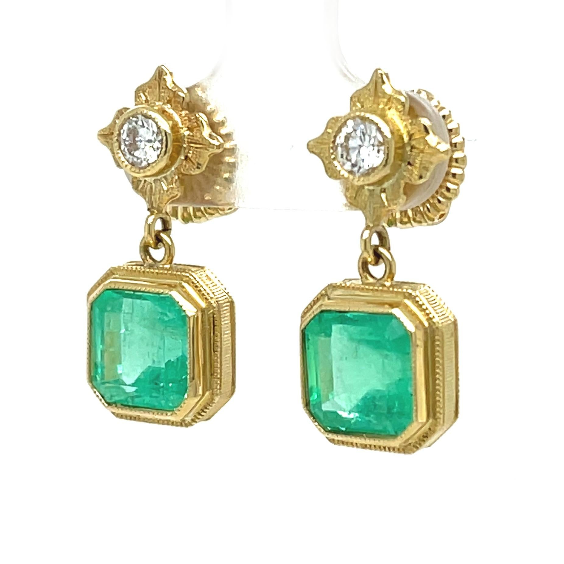 emerald bezel earrings