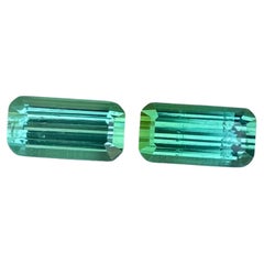 5.09 Carats Loose Greenish Blue Tourmaline Pair Emerald Cut Afghan Gemstones