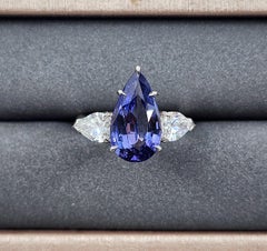 5.09 ct GIA Certified NH Color Change Sapphire & Diamond Ring