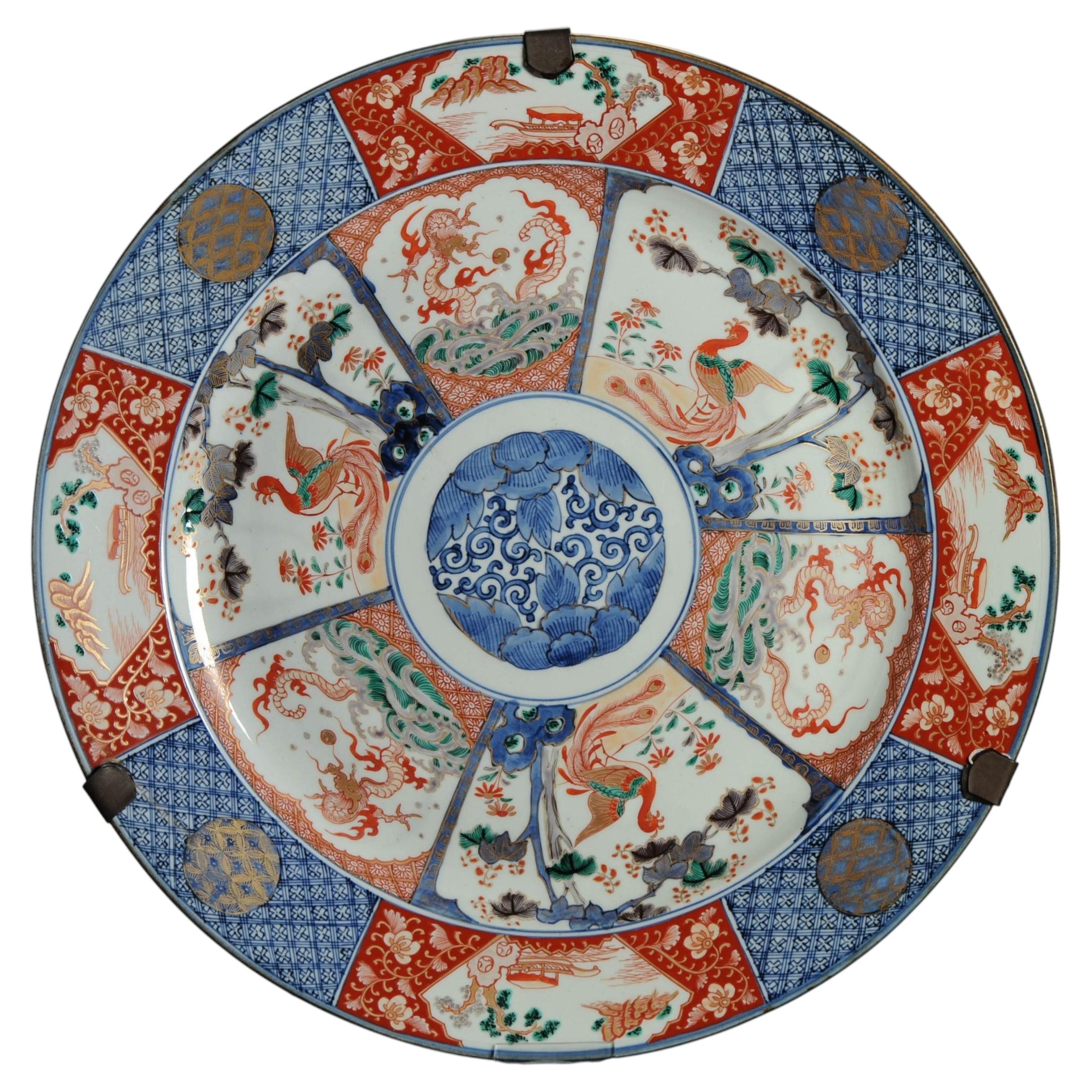 50CM Antike Arita Edo Periode 19C Japanisches Porzellan Kenjo Imari Teller. Rare des