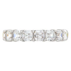 5.0ct Asscher Cut Diamond eternity band in platinum
