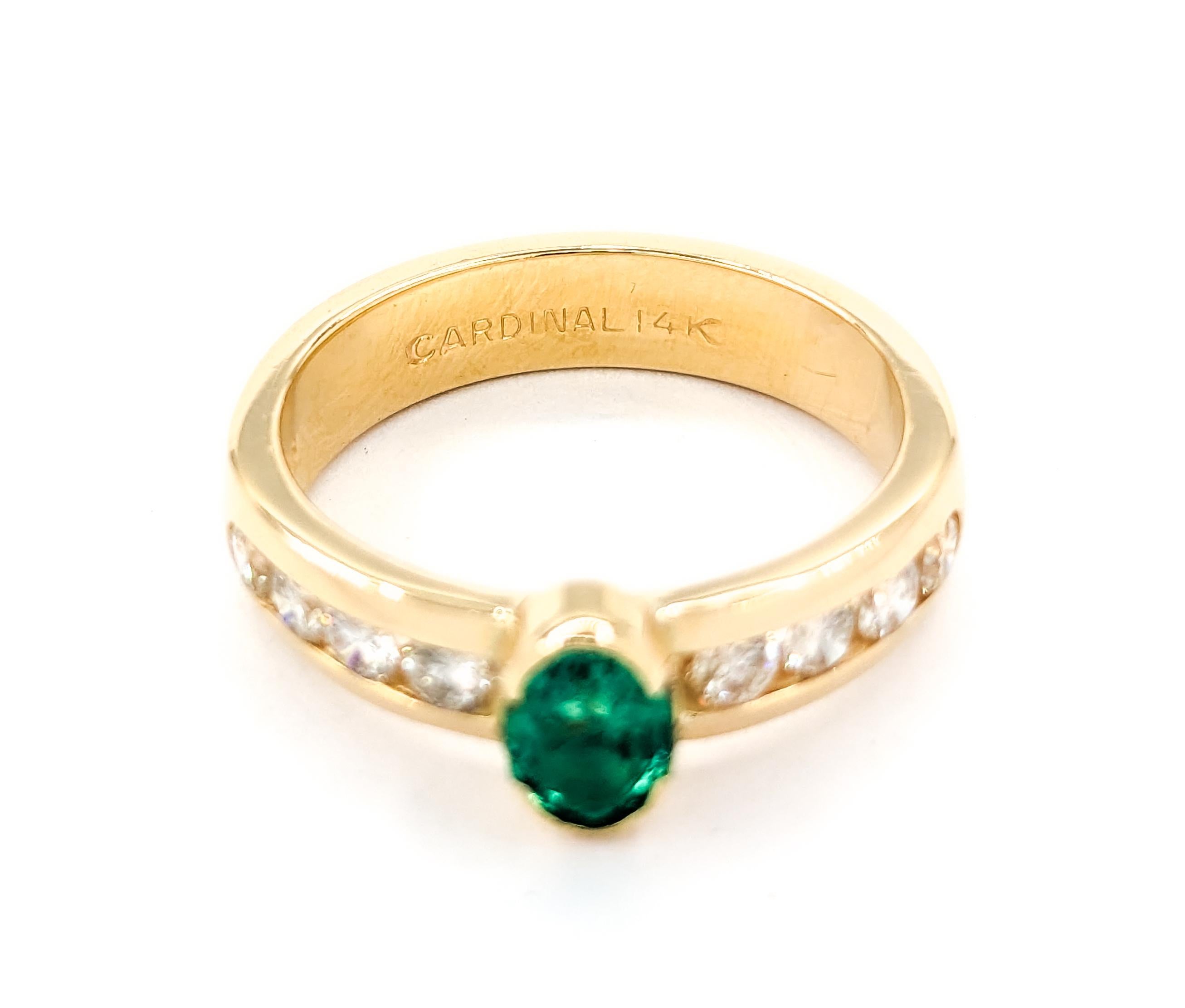 .50ct Emerald & .40ctw Diamond Ring In Yellow Gold For Sale 4