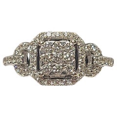 .50ct Halo Diamond Cluster Ring 14K White Gold