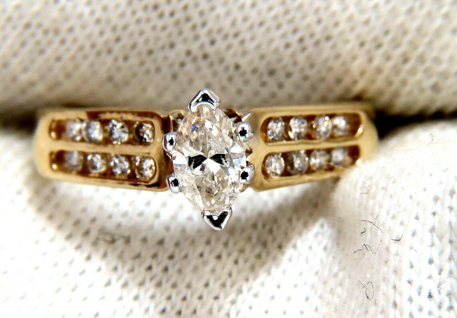 Marquise Cut .50 Carat Marquise Natural Diamonds Cathedral Ring 14 Karat For Sale