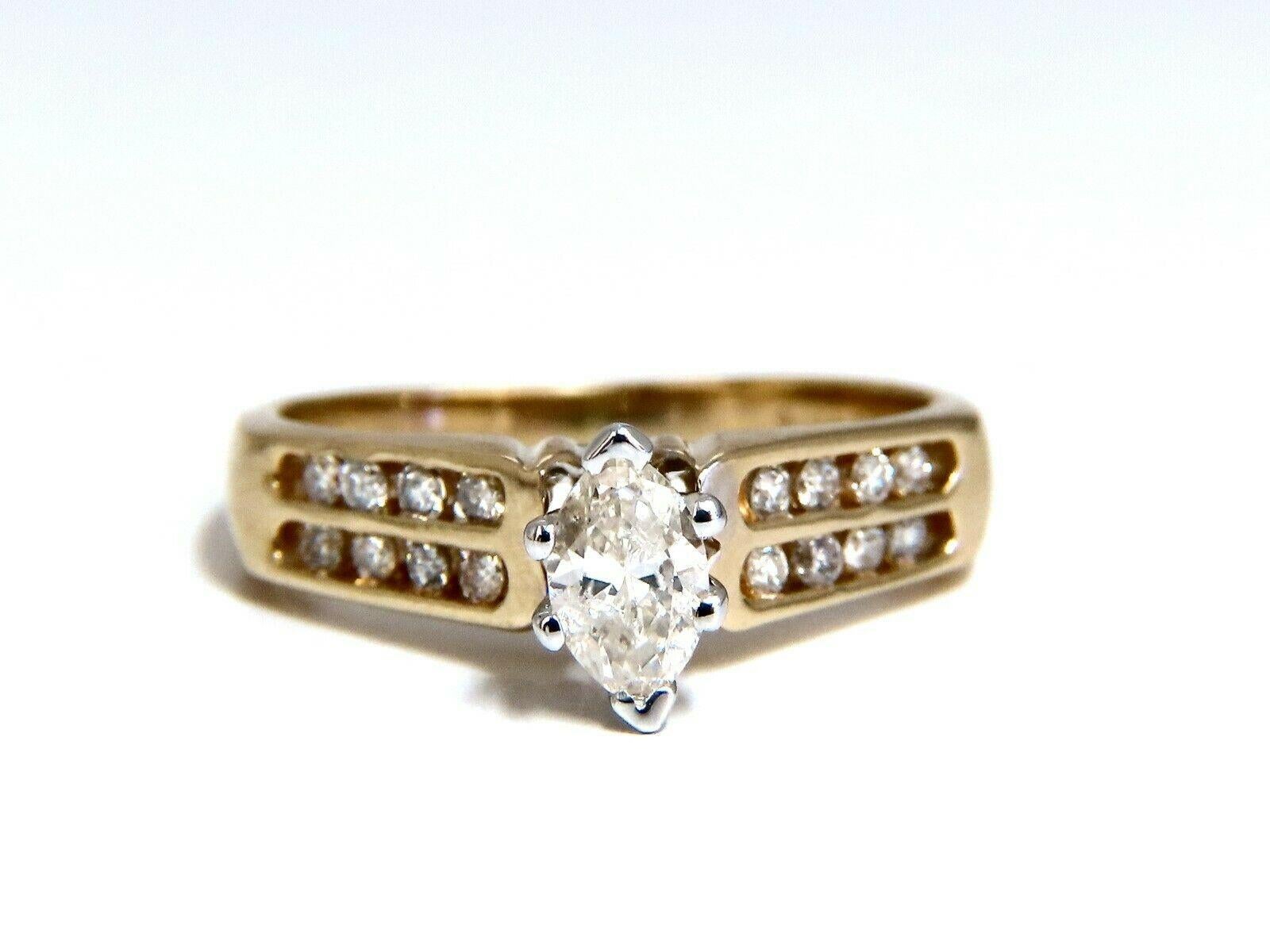 Women's or Men's .50 Carat Marquise Natural Diamonds Cathedral Ring 14 Karat For Sale